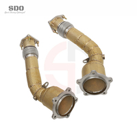 SD Hochleistungs-Downpipe mit Katalysator für Porsche Cayenne 958 GTS 4.8L 2012-2014 Racing T304 Auspuff mit Gold-Hitzeschild