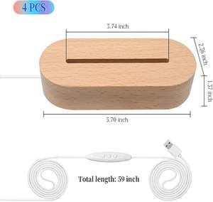 Venta al por Mayor de Lámparas LED USB de 7 Colores con Base de Madera y Resina, Luz Nocturna Acrílica 3D - Product Image 5