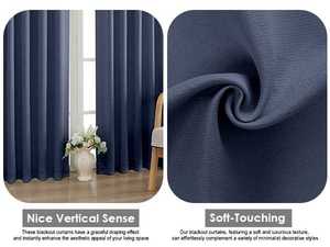 OWENIE Set di <span class=keywords><strong>tende</strong></span> in rilievo pannello finestra per soggiorno camera <span class=keywords><strong>da</strong></span> letto, Set di 2 pannelli di Black Out pannelli tenda in blu Denim - Product Image 2