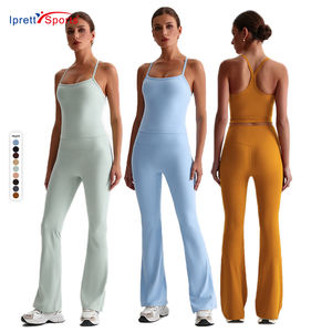 Últimos Conjuntos de 4 Piezas para Mujer para Gimnasio, Yoga y Fitness, Incluye Tops Atléticos sin Mangas, Shorts, Leggings y Pantalones Acampanados, Suaves como la Mantequilla para Chicas - Product Image 4