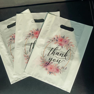 Diseño de bolsas de embalaje de compras resistentes Proveedor Impresión personalizada Gracias Calcetines Bolsa de plástico Embalaje con su logotipo - Product Image 1
