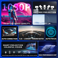 Projecteur intelligent portable WiFi Android Topleo 1080p, mini projecteur LED LCD pour cinéma maison avec écran de projection 4K