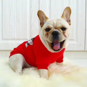 الحيوانات الأليفة الكلب القط بلدغ الفتوة الأحمر كبار العلامة التجارية تحقق تي شيرت فصيل كورجي الصلصال ملابس الدهون الكلب معطف