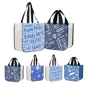 Sacs de shopping réutilisables écologiques en non-tissé avec logo personnalisé, grand format, coins arrondis, sac fourre-tout en non-tissé - Product Image 1