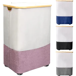 Large Laundry Hamper With Wheels Bamboo Laundry Basket With Lid Dirty Clothes Oem Reasonable Price Folding Laundry Basket