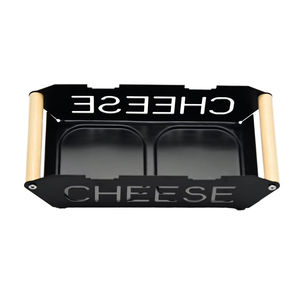 Mini ensemble à <span class=keywords><strong>raclette</strong></span> au <span class=keywords><strong>fromage</strong></span> personnalisé Double plaque de cuisson antiadhésive portable avec manche en bois Four de camping en plein air Construction en métal - Product Image 3