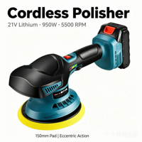 Polisseuse sans fil 20V 950W, ponceuse orbitale aléatoire électrique sans balais 5500 tr/min pour voiture, machine à cirer double action, batterie industrielle
