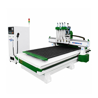 Jinan Mosencnc Router CNC 1325 de Múltiples Cabezales y Husillos Múltiples, Máquina de Grabado de Madera de Alta Velocidad con Mesa de Vacío y Motor para Pantallas de Muebles