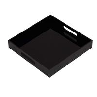 Plateaux en acrylique personnalisables de différents styles, transparents et imprimés, ronds, pour service de café, avec poignées métalliques