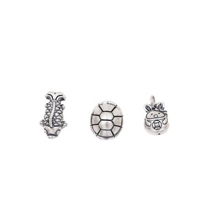 999 Tinh Khiết Bạc nhỏ phụ kiện đính cườm Vòng đeo tay Vòng Cổ Tự Làm Mặt Dây Chuyền Thỏ rùa koi 3D Bánh chuỗi cứng - Product Image 5