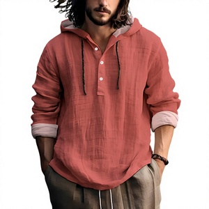 Nouvelle chemise décontractée pour homme 100 % coton à manches longues avec capuche, col montant, en popeline, infroissable, respirante, écologique, séchage rapide, ODM - Product Image 5
