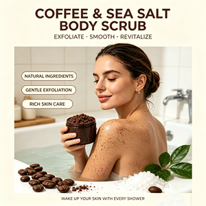 ETRUN ALISA PrivateLable Gommage corporel biologique au café et au sel de mer, exfoliant pour femmes, aide à éliminer les peaux mortes, texture lisse - Product Image 2
