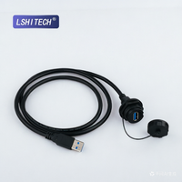 Conector de Panel USB 3.0 LSHITECH M20 IP67 Resistente al Agua con Bloqueo de Bayoneta y Cable de Extensión de 1m/1.5m