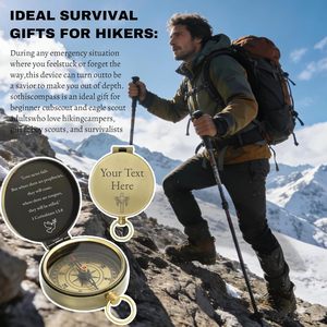 Boussole portable ALFA NAUTICAL en laiton de 2 pouces avec anneau de suspension, guide de bousonnement pour la randonnée en extérieur, cadeau pour hommes, garçons d'honneur, fils, remise de diplôme - Product Image 6