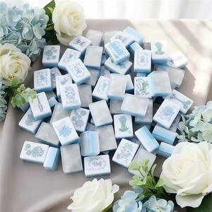 Set di Tessere Mahjong in Acrilico Blu Ghiaccio di Alta Qualità, Quattro Strati, Effetto 3D di Lusso, Resistente allo Sbiadimento, Incisione Laser, <span class=keywords><strong>Gioco</strong></span> Ludo da Interno Pieghevole - Product Image 3