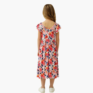 Organic Cotton Floral <b>Night</b> <b>Dress</b> for Girls Watercolor Print Kids <b>Dress</b> for <b>Night</b> <b>Sleep</b> with OEKO-TEX 100 - Product Image 4