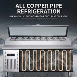 โต๊ะเตรียมพิซซ่าแซนวิชแบบแช่เย็นสำหรับร้านค้า  ขายตรงจากโรงงาน ตู้แช่สลัดแบบตั้งโต๊ะเชิงพาณิชย์ - Product Image 5
