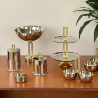 Moderne Luxe Ronde Gouden Metalen Kom Roestvrij Staal Grote Portie Voor Salade Fruitchocolade Of Suiker