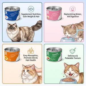 Nourriture humide pour <span class=keywords><strong>chat</strong></span> OEM personnalisée, Mousse <span class=keywords><strong>Gourmet</strong></span>, Pâté, Snacks et friandises naturels en conserve, Aliment de base pour animaux de compagnie en pot - Product Image 5