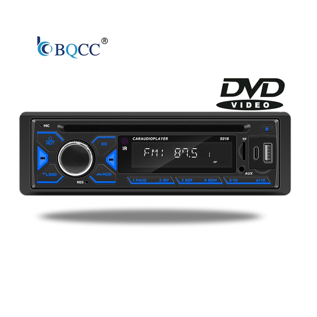 BQCC 1din Universal Car Radio CD for VCD Video Player AUX-in Handsfree Call Phone Charging FM AM RDS EQ Music Stereo