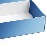 Boîte d'expédition en papier rigide avec logo personnalisé, dégradé bleu, pour vêtements, cosmétiques, cadeaux