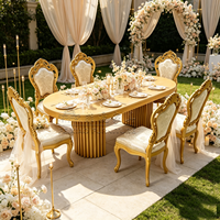 Chaise de salle à manger en plastique empilable dorée, nouveau design, pour hôtels, événements, mariages, avec tissu personnalisé