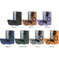 360 °   Funda Magnética Giratoria para Teléfono con Soporte para Samsung S26 Ultra S25 S24 S23 S22, Funda Trasera de Cuero Resistente a Golpes para iPhone 17 Pro