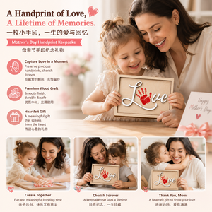 กรอบรูปไม้สำหรับพิมพ์มือเด็ก ของที่ระลึก DIY งานศิลปะพิมพ์มือครอบครัว ของขวัญวันแม่ ตกแต่งผนังบ้าน - Product Image 3