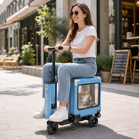 Scooter Électrique Portable pour Animaux de Compagnie, Transporteur 42L en PC et Alliage d'Aluminium, Boîte de Voyage pour Chats et Petits Chiens, Idéal pour les Promenades en Extérieur