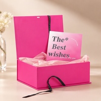 Boîte cadeau magnétique en forme de livre pour bijoux avec pelliculage mat, estampage à chaud haut de gamme, logo personnalisé, rose