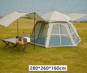 Tente de camping hexagonale portable et pliable, entièrement automatique, résistante aux intempéries, équipement de camping en plein air, épaissie et imperméable - Product Image 5