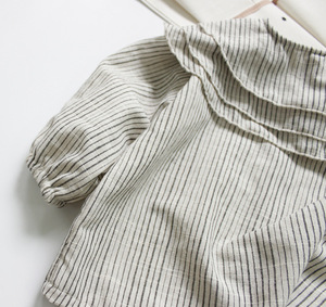 Chemise en lin à manches longues pour filles, rayures, col rabattu, chemisier en lin pour enfants, vêtements de printemps et d'automne pour filles, haut en lin - Product Image 3