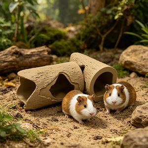 Abri tunnel pour hamster, cachette en bois pour petits animaux, abri pour cochon d'Inde, gerbil, souris, rat, accessoires de cage pour animaux de compagnie - Product Image 3