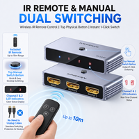 Mindpure Commutateur Répartiteur HDMI 2.1 Bidirectionnel 8K 60Hz 4K 120Hz 2 Entrées 1 Sortie 1 Entrée 2 Sorties Convertisseur Vidéo avec Télécommande IR HDCP2.2