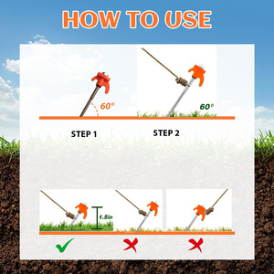 <b>Ground</b> Steel Tent Pegs with Hex Drill Bit and Carry Case Screw in Tent <b>Stake</b> - Product Image 4