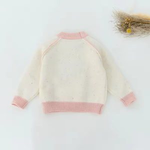 Suéteres de punto de invierno para niñas de alta calidad, estampado de orejas de gato con cuello redondo y manchas de colores, Material de algodón de talla grande - Product Image 6