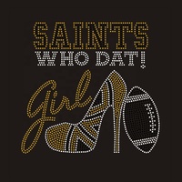New Orleans Saints Logo Bling Hot-Fix Ijzeren Ontwerp Strass Strass Strass Fleur De Lis Transfers Glow In The Dark Stretch