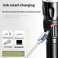 Nouvelle lampe torche multifonctionnelle T6/L2 en alliage d'aluminium haute luminosité avec zoom, affichage de la puissance, rechargeable, lumière COB super brillante pour