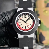 Montre de luxe automatique mécanique pour homme, analogique, avec breloque pièce de monnaie, chronographe 40 mm, en aluminium, double fuseau horaire, finition mate, résistante à l'eau 100M