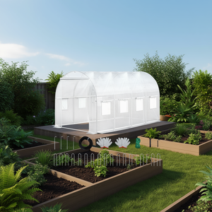 Invernadero Portátil Resistente, Tipo Túnel, de 20 pies, con Estructura de Acero Galvanizado y PVC Blanco, para Plantas de Jardinería - Product Image 2