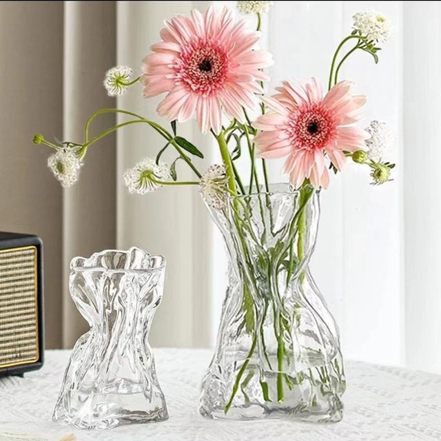 Transparent High Borosilicate Glass Art Deco Wedding Sunflower Flower Display Lead-Free Eco-Friendly Handmade Durable Vase