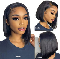 Perruques Courtes Bob 13*4 à Raie Latérale en Cheveux Humains 100% Naturels, Dentelle HD, Styles Brésiliens et Vietnamiens, Perruque Sans Colle, Vente en Gros
