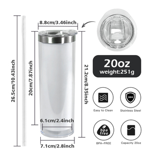 Bicchieri di sublimazione di Snowglobe da 20 once al di fuori di plastica e acciaio inossidabile interno tazze fai da te - Product Image 2