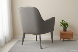 Sillón Tapizado Gris Moderno - Cómoda Silla Acentual para Sala de Estar y Dormitorio - Product Image 4