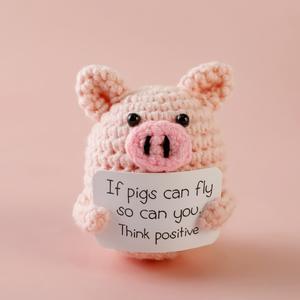Cerdo Adornos de dibujos animados lindos Hilo Crochet Producto terminado Expresiones divertidas Tarjeta de energía positiva Muñeca Linda - Product Image 3