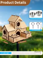 Nichoir en bois à 6 trous pour l'extérieur, nichoir suspendu en bois pour jardin, boîte à oiseaux, cage à oiseaux