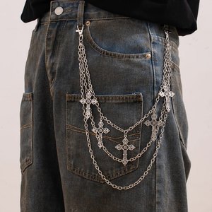 Cadena de Metal por Capas para Pantalones de Joyería Punk de Moda de Gran Venta, Cadena para Jeans con Colgante de Cruz Hip Hop Hecha a Mano para Hombres y Mujeres - Product Image 1
