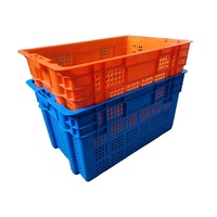Caisses en plastique de style maillage pour fruits et légumes, dimensions supérieures 595x395mm, capacité 50kg, bleu, film PE de 1,5mm d'épaisseur, hauteur 310mm, WLL