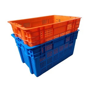 Caisses en plastique de style maillage pour fruits et légumes, dimensions supérieures 595x395mm, capacité 50kg, bleu, film PE de 1,5mm d'épaisseur, hauteur 310mm, WLL - Product Image 2