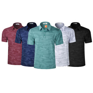 Polo de golf décontracté de luxe de haute qualité, imprimé camouflage vert, sublimé, logo brodé personnalisé - Product Image 2